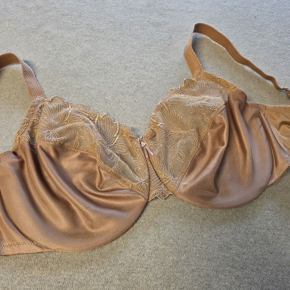 Wacoal Slim Silhouette Minimizer Bra Tan Size 36G 857361 Lace Floral